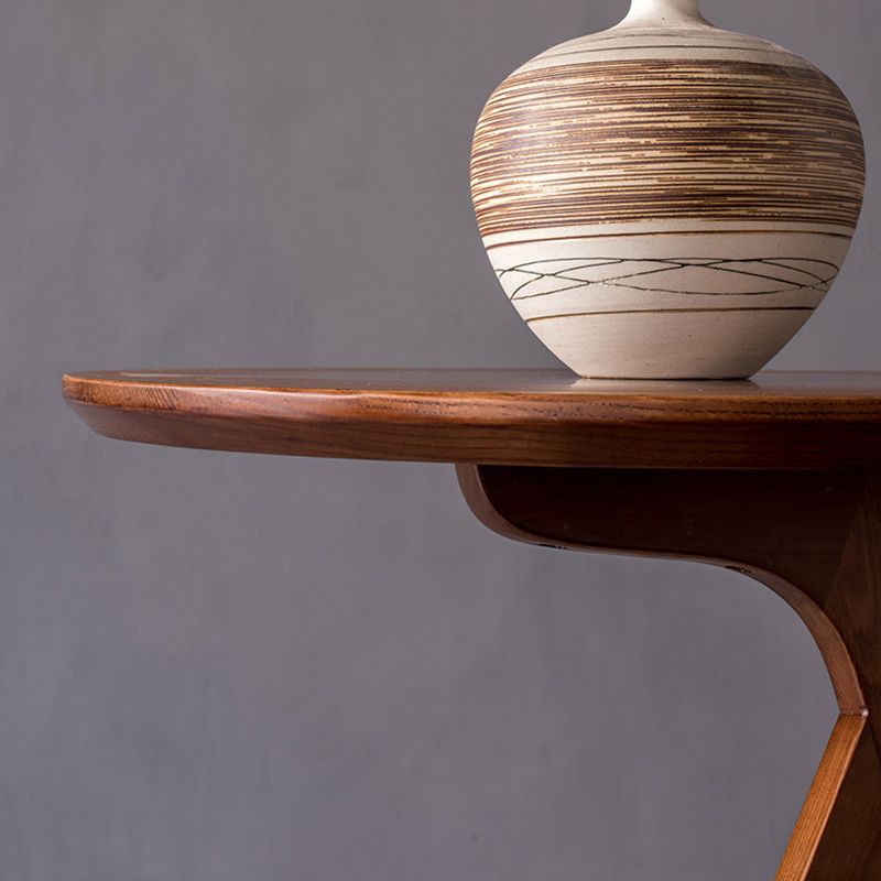 19" Wide Contemporary Corner Table Round Solid Wood Side End Table
