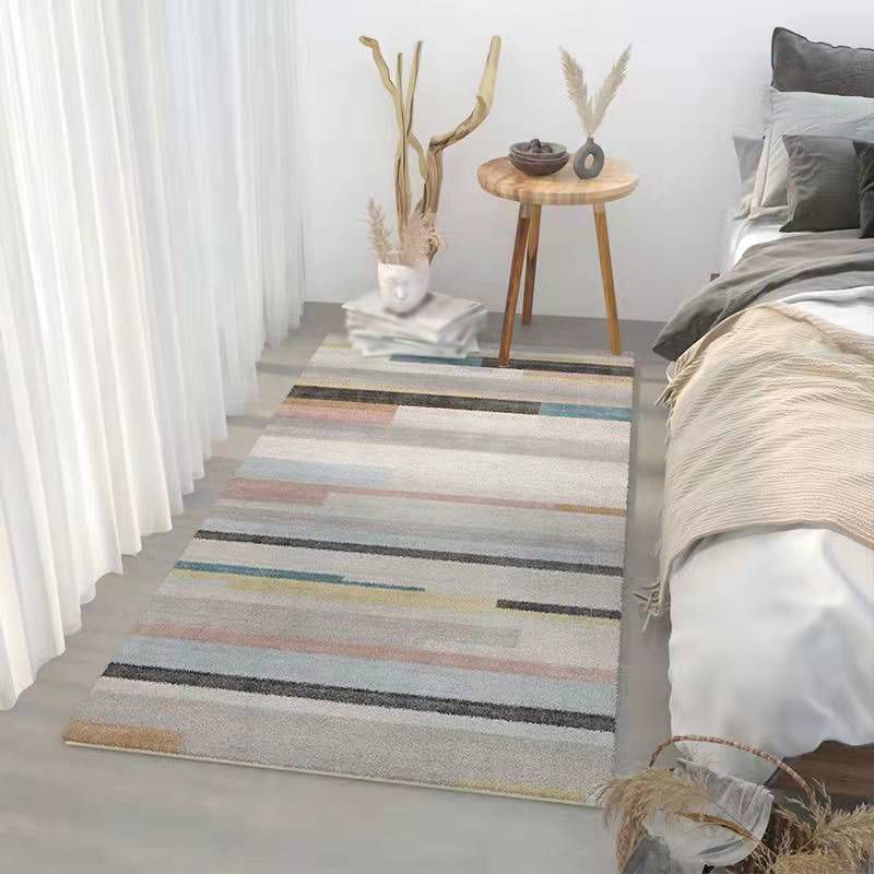 Gray Modern Area Carpet Polyester Abstract Graphic Carpet Washable Carpet for Drawing Room