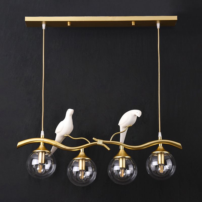 Nordic Modern Island Lamp Round Glass Shade Chandelier Light Fixture for Dining Room