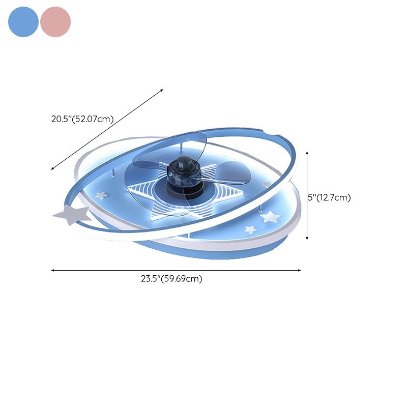 3-Blade Children LED Ceiling Fan Blue/pink Fan with Light for Foyer