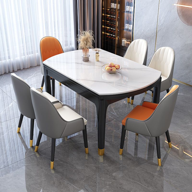Traditional Luxury Style Dining Table Round Sintered Stone Table with 4 Legs