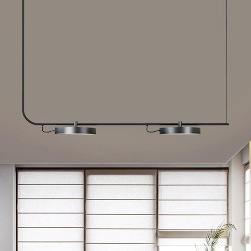 Moderno lampadario semplice/nero semplice con tonalità di tamburo 2/3 luci in metallo l'illuminazione per sala da pranzo