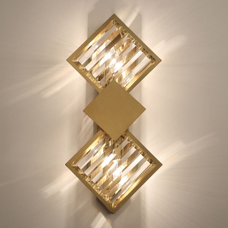 2-Light Geometric Wall Light Fixture Modern Crystal Wall Sconce Light