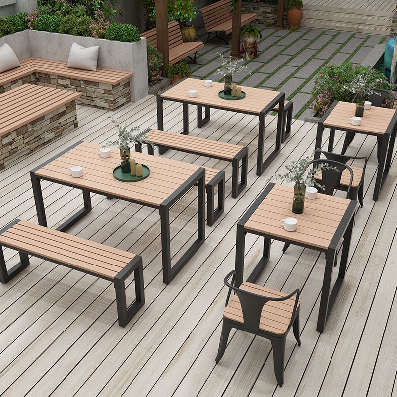 Modern Style 1/3/5/7 Pieces Metal Dining Set Reclaimed Wood Table Set for Outdoor