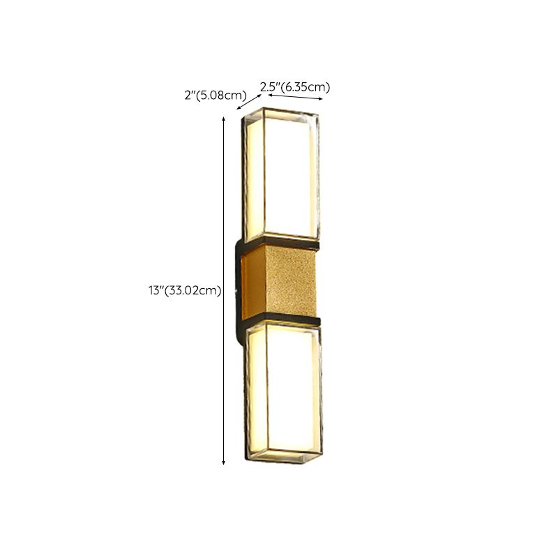 Modern Metal Wall Sconce Rectangle Shape Wall Lamp with Acrylic Shade for Courtyard