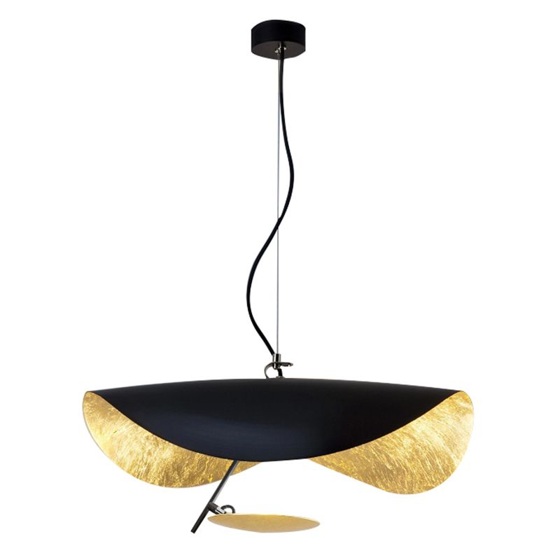 Zwarte hoed Iron Down Lighting Pendant eigentijds 1-licht plafondlicht voor eetkamer