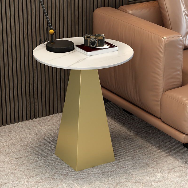 19.6"/23.6" Wide Modern Slate Round Side Table Pedestal End Table
