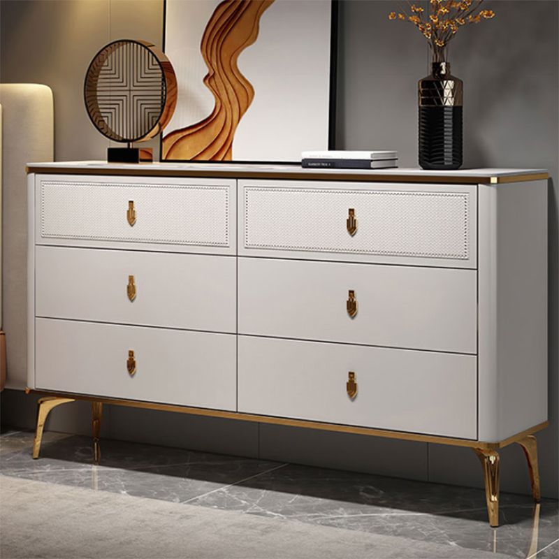 Classic Glam Stone Double Dresser Horizontal Storage Chest for Bedroom