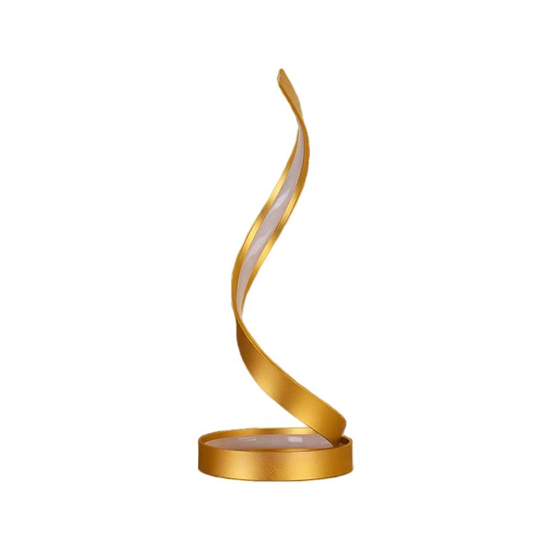Spiral Ribbon Bedroom Night Table Light Metallic LED Contemporary Task Lamp in Gold