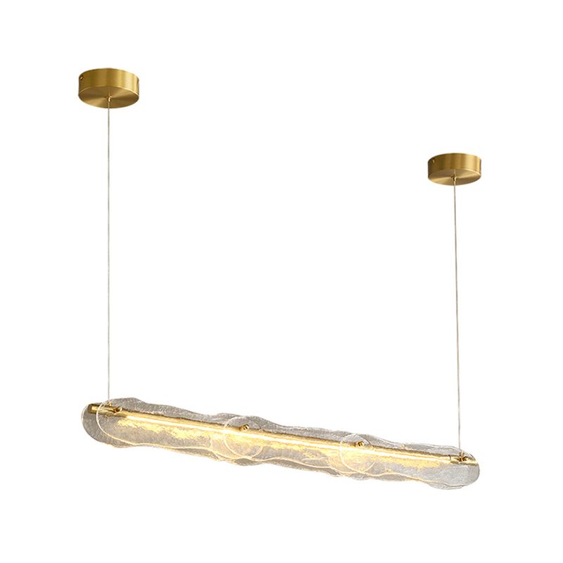 1-Light Island Light Modern Style Linear Shape Glass Shade Pendant Lighting