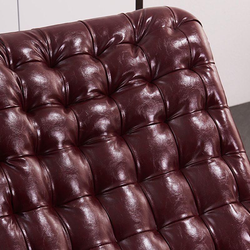 Modern Rocker Faux Leather Tufted Cushions Seat Belt Rocking Accent Chair