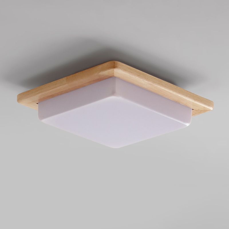 Square Shape Glass Flush Light Modern Style 1 Light Flush Mount Fixture in Brown