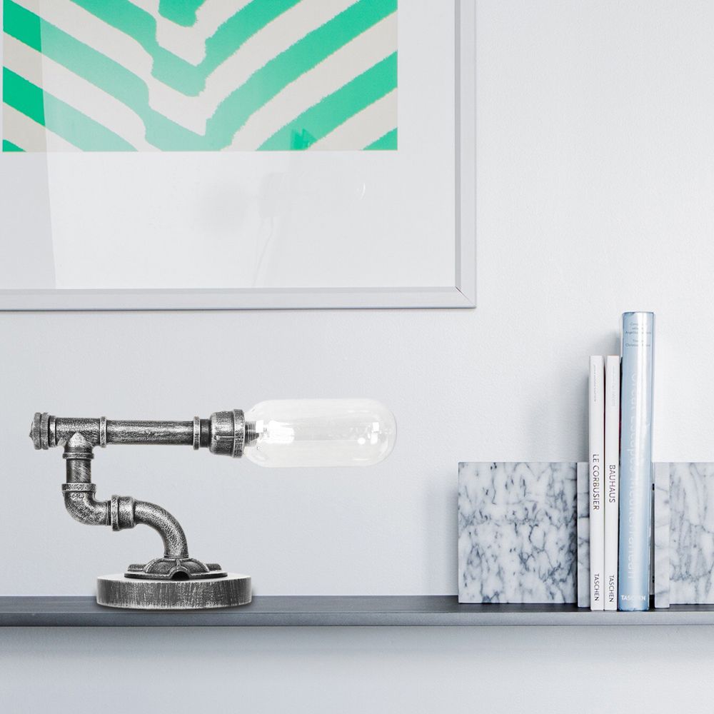 Luz de mesa de sombra de cápsula industrial 1/2 bombillas Amber/lámpara de noche de vidrio transparente con/sin agua Toque Deco para sala de estar