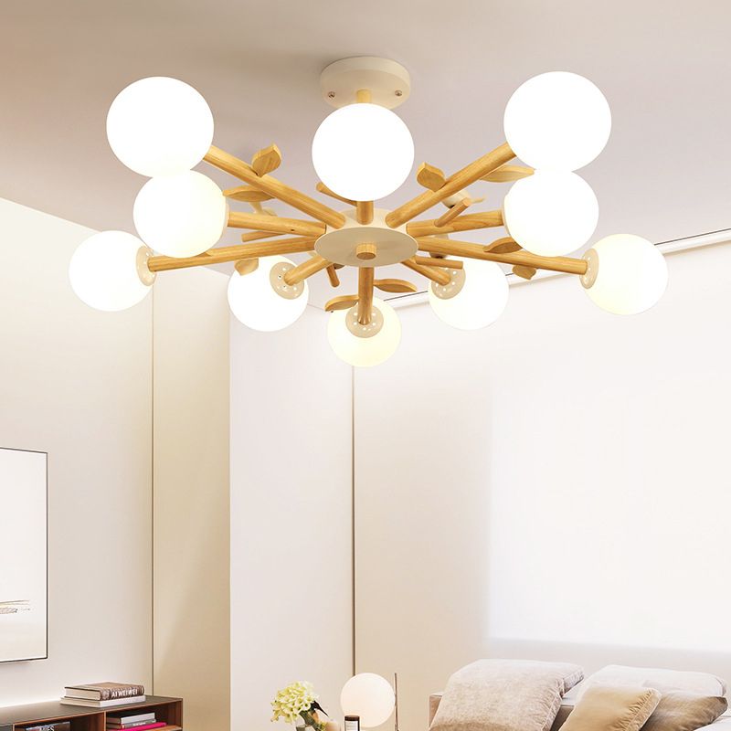 Moderner Stil hölzerne Kronleuchter Decke Hängende Leuchte mit kleinem Vogel