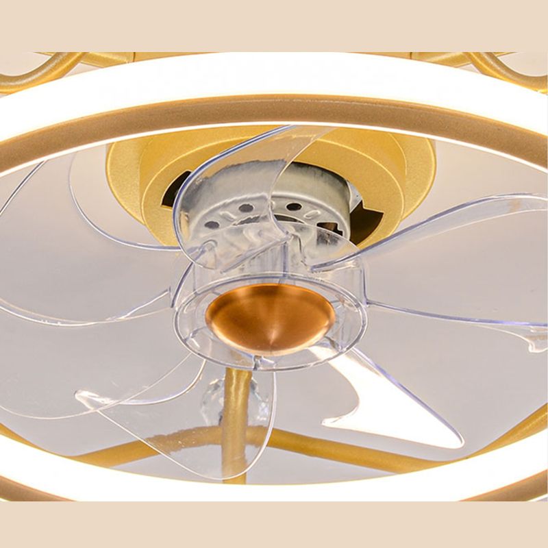 Minimalist Crown Shaped Ceiling Fan Lighting Metal Bedroom LED Semi Flush Light Fixture