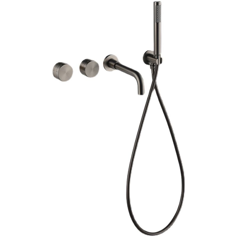 Modern Wall Mounted Metal Tub Filler Trim Low Arc Bathroom Faucet