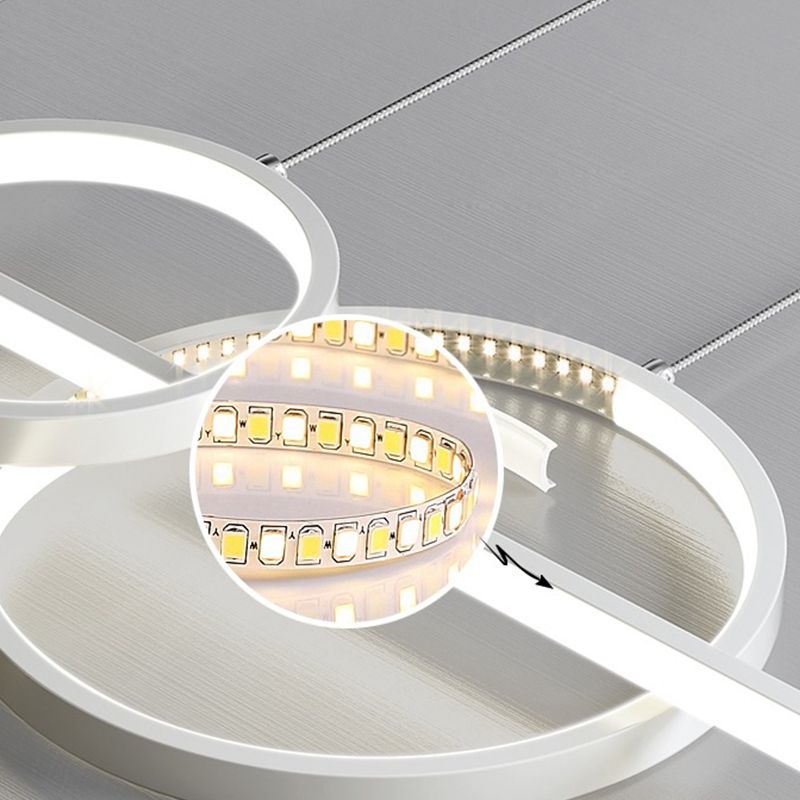 Modern LED Metal Ceiling Lamp Circle Shape Island Light with Plastic Shade for Living Room