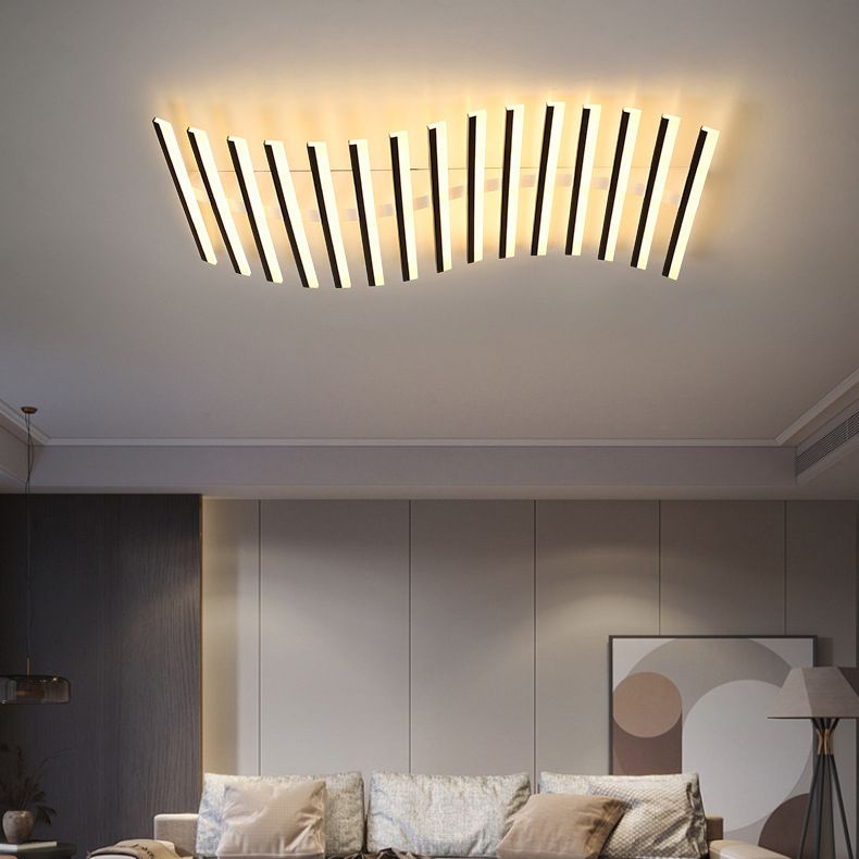 Metal Geometric Flush Mount Fixture Modern Flush Light Fixture in Black