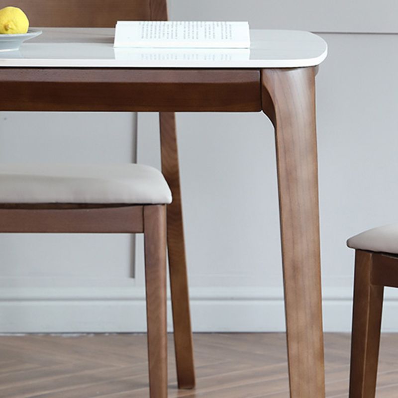 Contemporary Sintered Stone Standard Dining Set Rectangle Shape White Dining Set with 4 Legs Table