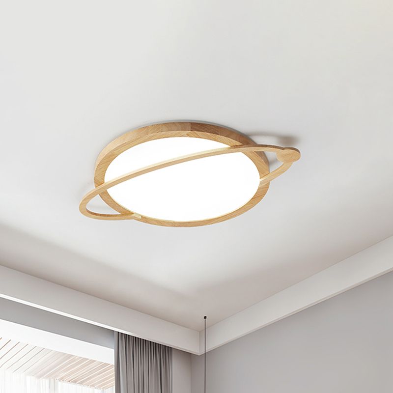 Hout Saturn Inbouwlamp Kinder Led Acryl Dicht bij Plafond Verlichtingsarmatuur voor Slaapkamer