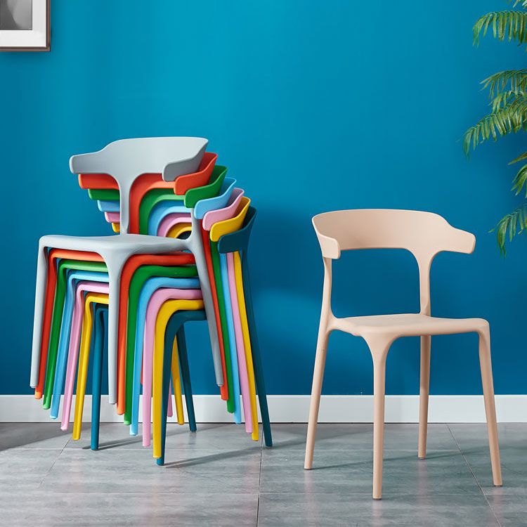 Modern Style Arm Chair Plastic Open Back Dining Accent Chair for Kitchen