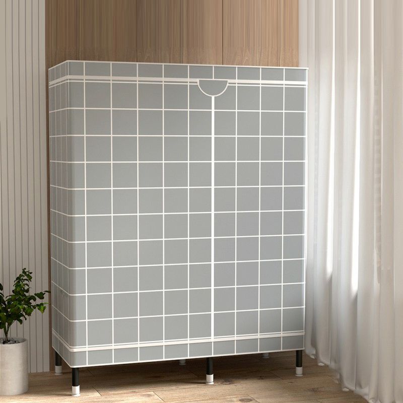 Contemporary Wardrobe Cabinet with Shelves Steel Wardrobe Armoire