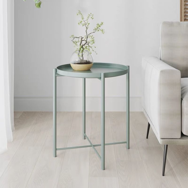 4 Legs Base Design Iron Material Green/white/black/yellow End Table Round Top Side Table