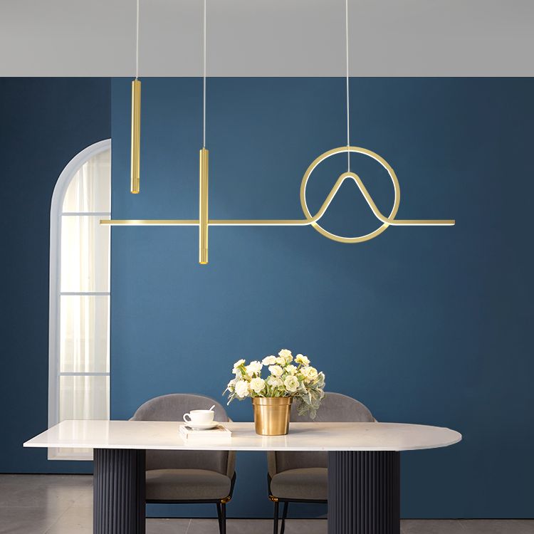 Lampada dell'isola lineare moderna lampadario metallico 4 illuminazione isola della luce in oro