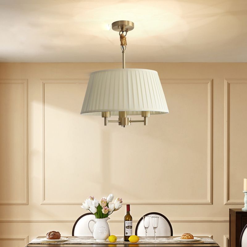 Classic Tapered Chandelier 3-Light Fabric Hanging Light Fixture for Dining Room