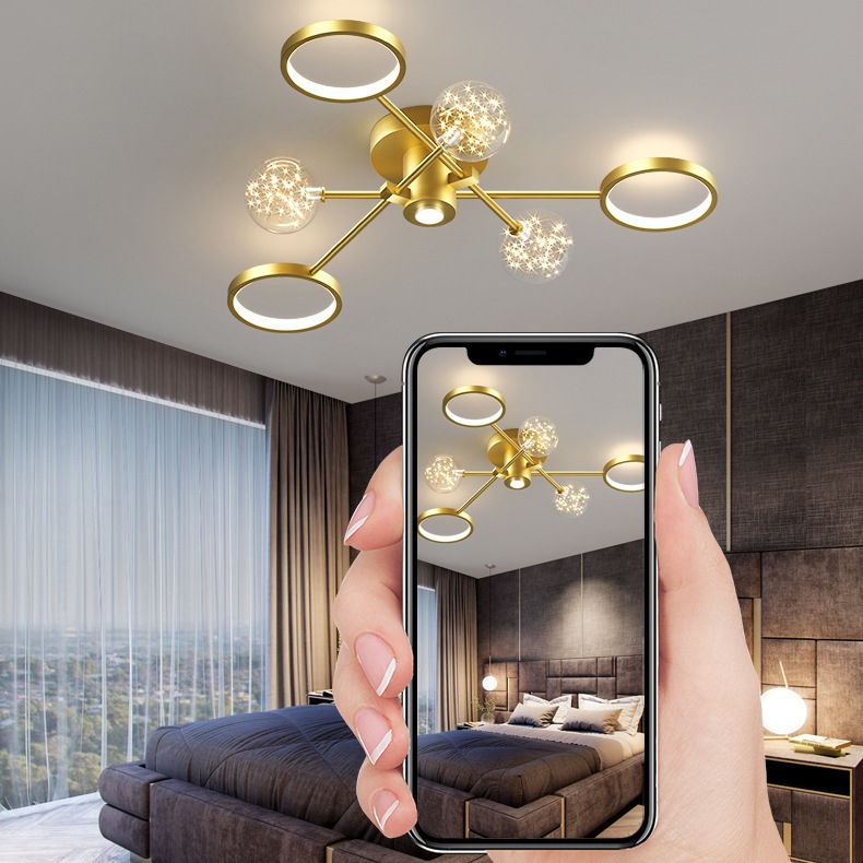 Lámpara de techo semiempotrada de metal Sputnik Iluminación LED de montaje semiempotrado de estilo minimalista