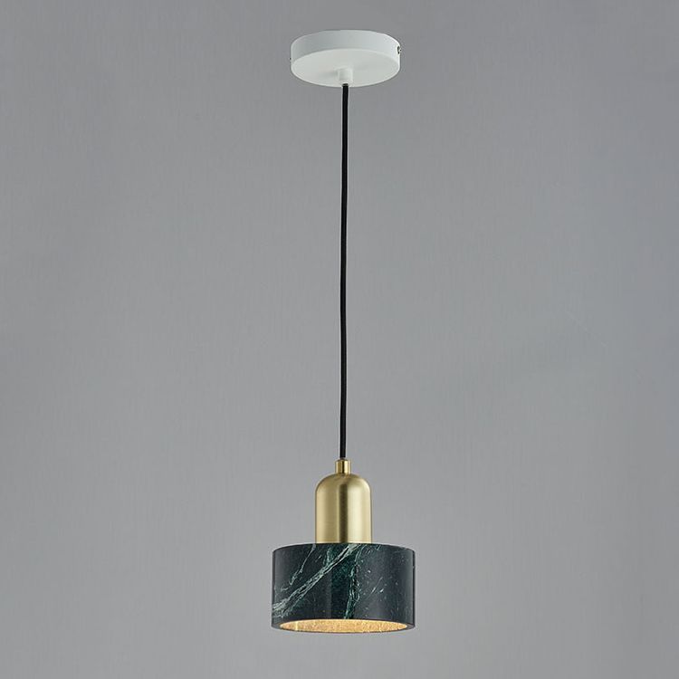 Brass Finish Small Pendant Light Nordic 1-Bulb Marble Suspension Lamp for Bedroom