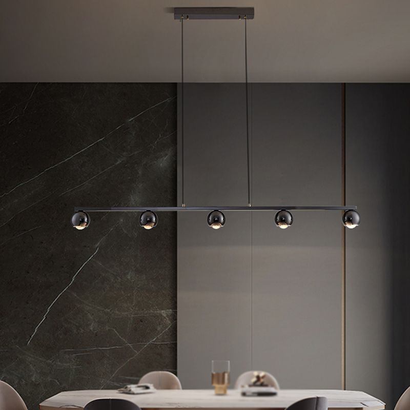 Contemporary Hanging Light Globe Island Light Fixture in Black for Dining Room
