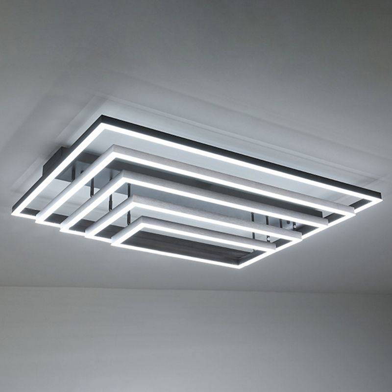 Plafonnier LED rectangulaire réglable, salon contemporain en aluminium, proche du plafonnier