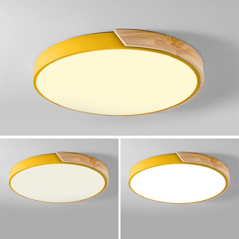 Metal Circular Flush Mount Light Fixture Macaron Style LED Flush Ceiling Light Fixture