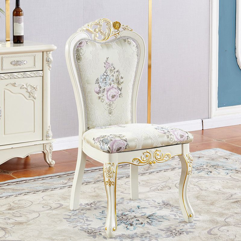 Chaise latérale rembourrée de restaurant de style européen, chaise de salle à manger ouverte blanche