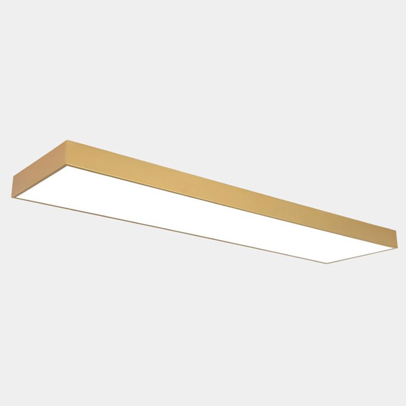 Rectangular Wood Flush Mount 1-Light Modern Ceiling Light Fixture for Office