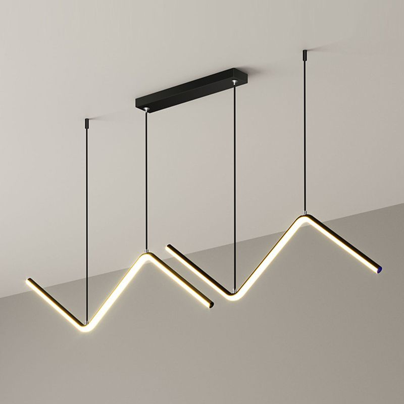 Modernism 2-Light Black/Golden Ceiling Light Metal Kitchen Island Lighting