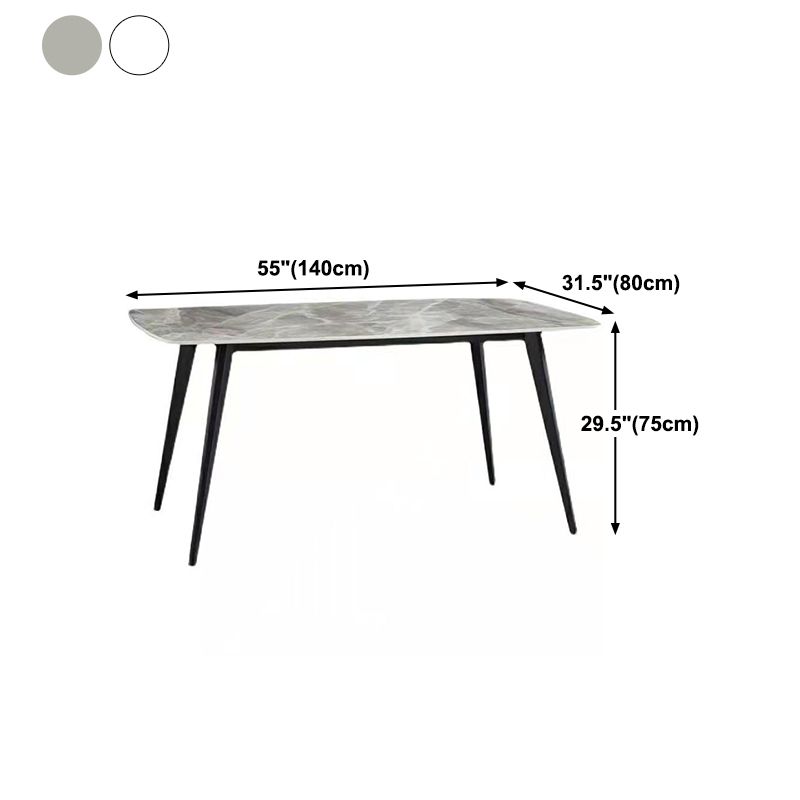 Rectangle 4 Legs Dining Table Industrial Sintered Stone Kitchen Table