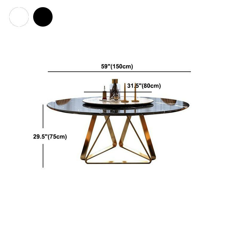 Stone Top Dining Table Traditional Luxury Table with Gold Pedestal Base