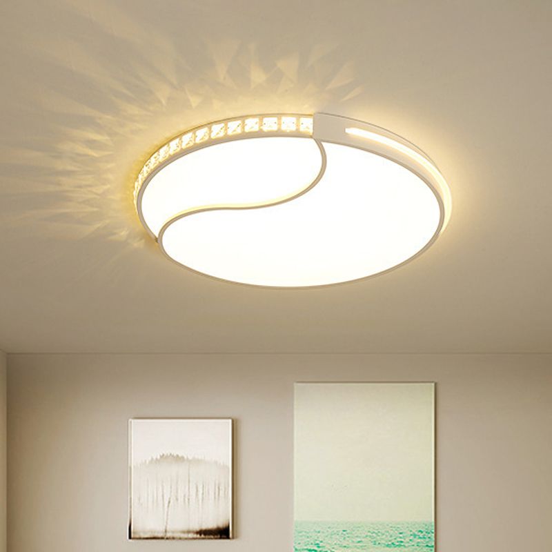 16.5"/20.5"/24.5" Wide Crystal Circular Flush Mount Lighting Contemporary LED Ceiling Light Fixture in Warm/White Light
