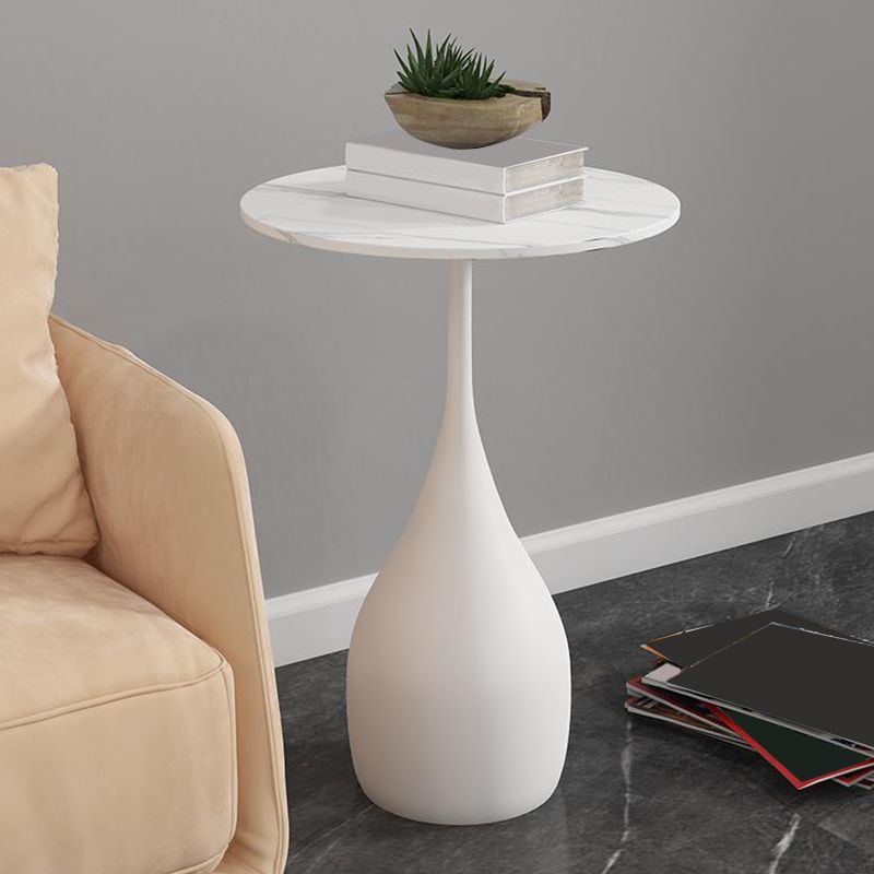 Contemporary End Table Metal Pedestal Round Living Room Side Table