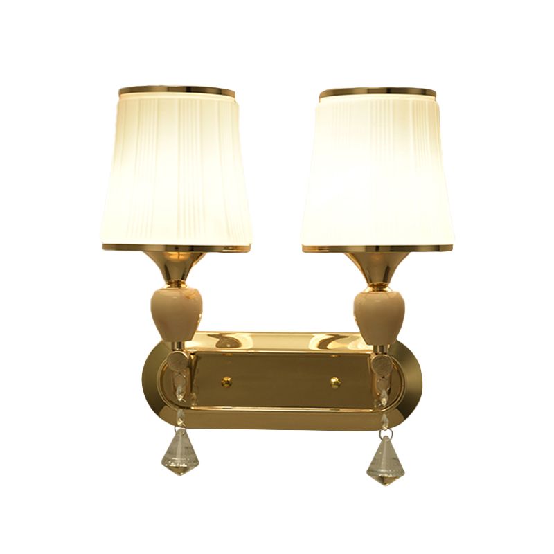 1-Head Bell Wall Sconce Lighting with Glass Shade Modernist Living Room Gold Wall Mount Light