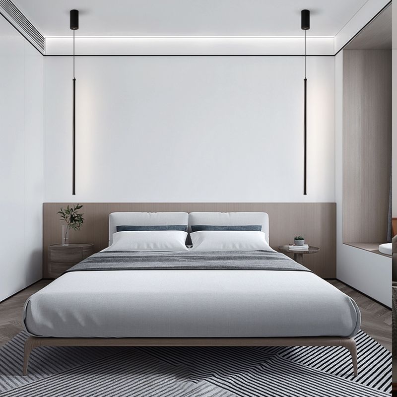 1 leichte lineare hängende Anhänger moderne Metallhängung in Schwarz für Schlafzimmer