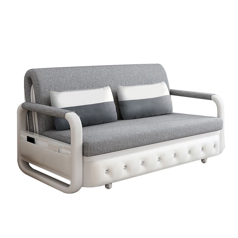 Linen 32.28" Wide Sleeper Sofa Gray Sofa Bed with Detachable Mattress