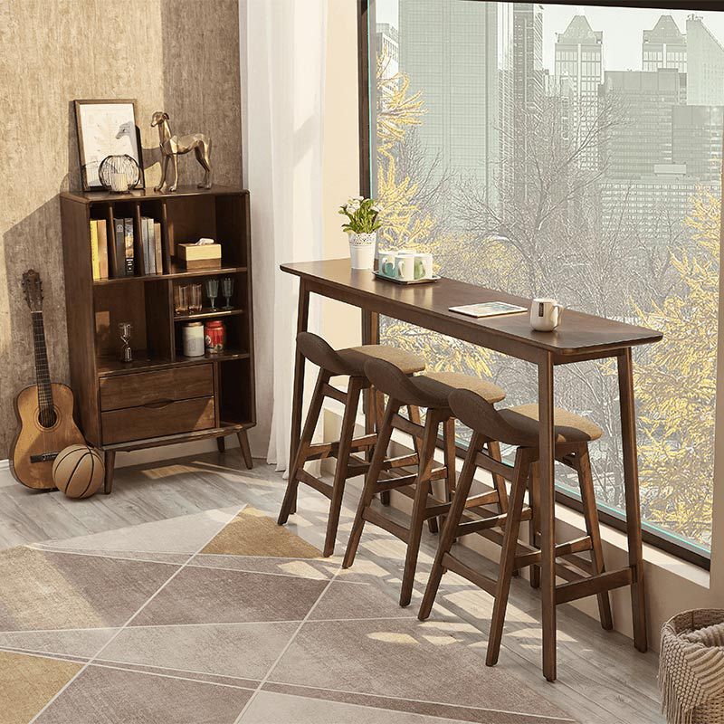 1/3/4 Pieces Table and Stool Set Contemporary Brown Solid Wood