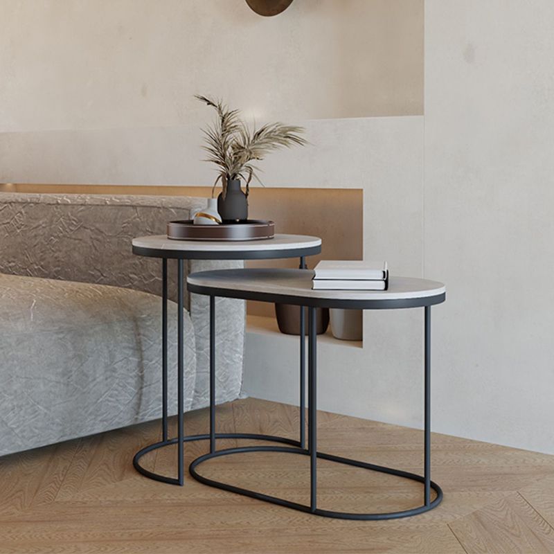 Luxurious Stone Top End Table Metal Frame Sofa Side Accent Table