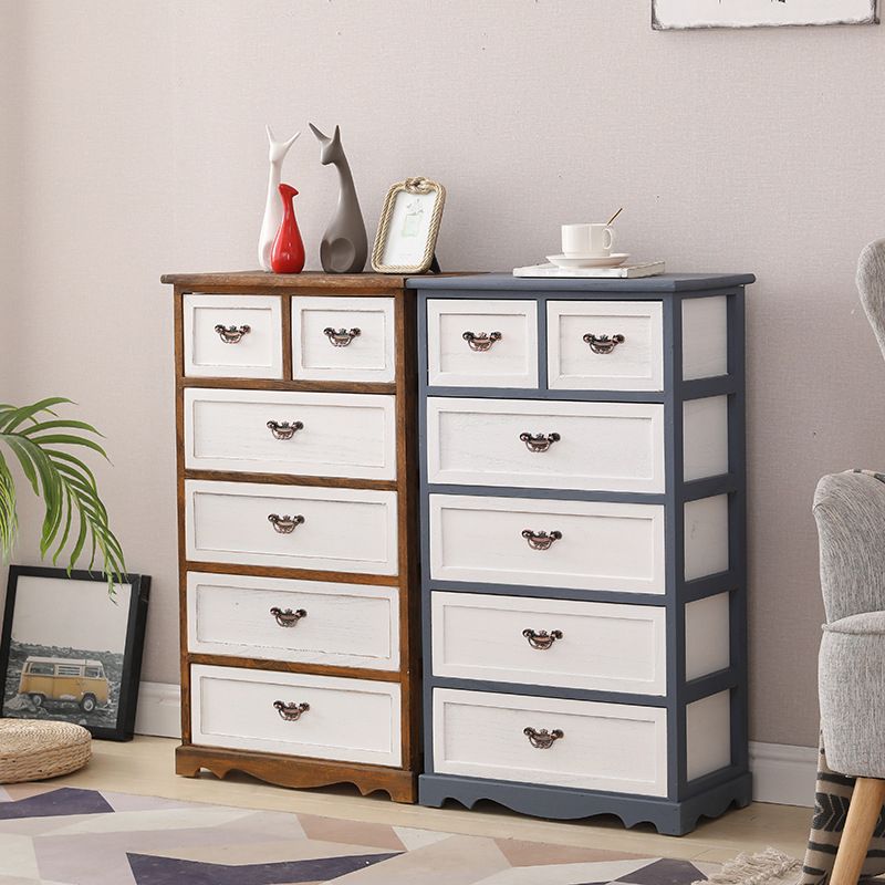 12" W Vintage Wood Lingerie Chest Vertical Storage Chest with Drawers