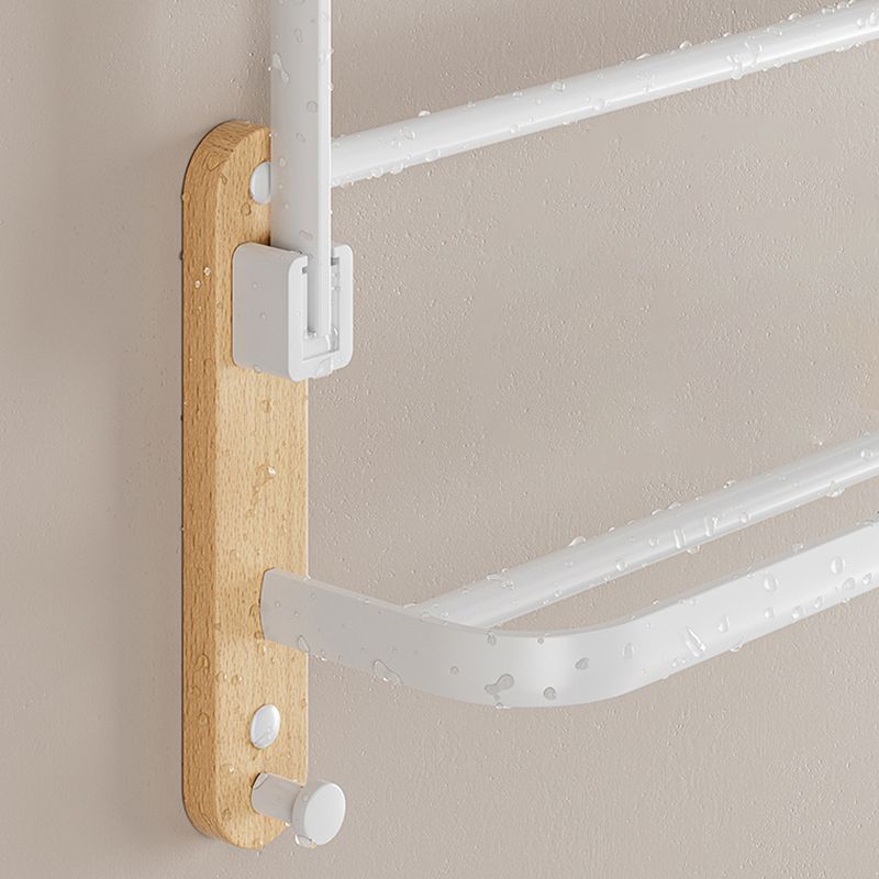 White Metal and Solid Wood Bathroom Accessories Hardware Set