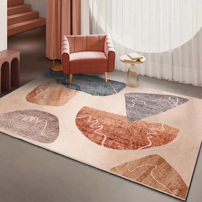 Novelty Colorblock Abstract Living Room Rug Polyester Novelty Abstract Rug Washable Pet Friendly Carpet