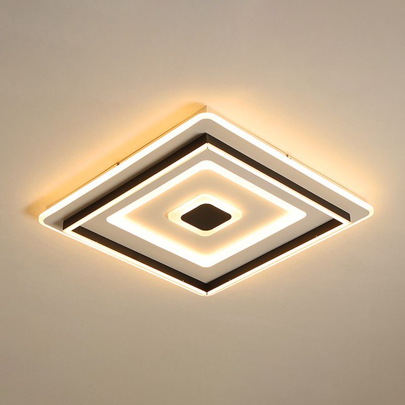 Acrylic Overlapped Square Flushmount Modern Stylish 18/21.5 Wide LED Ceiling Mounted Light in Black, Warm/White Light